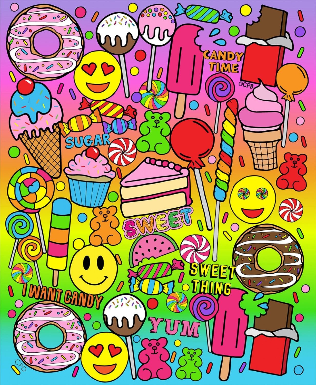 Design by Corey Paige I Want Candy Rainbow 10406-RAINBOW Cotton Woven Fabric
