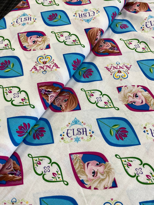 Licensed Frozen Anna & Elsa Ogee Teal 124655-14315 Cotton Woven Fabric