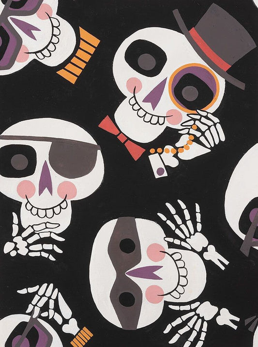 Haunted House Bone Jour! Charcoal 8886A Cotton Woven Fabric