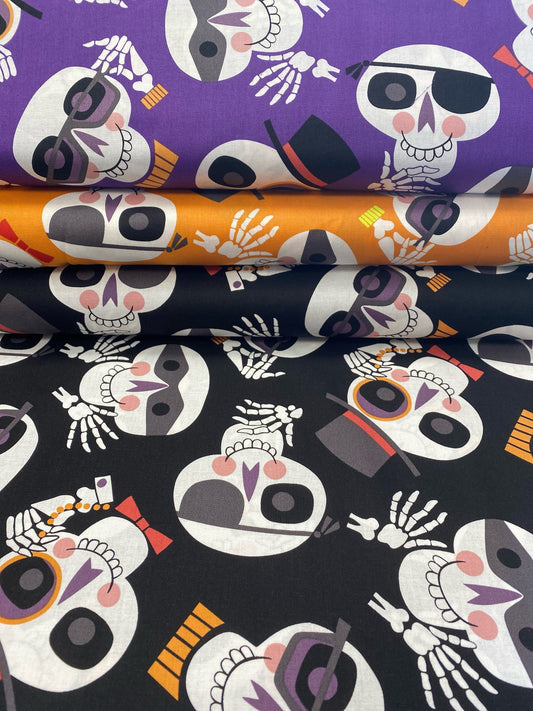 Haunted House Bone Jour! Purple 8886B Cotton Woven Fabric