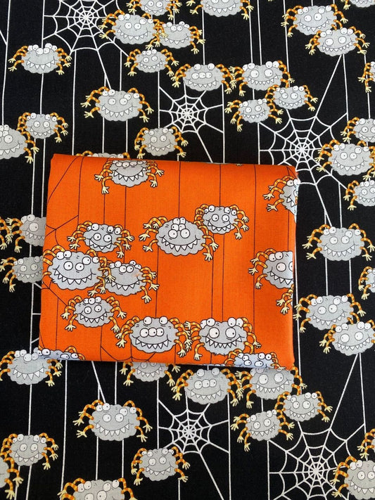 Haunted House Creepy Crawlies Orange 6744C Cotton Woven Fabric