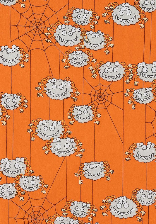 Haunted House Creepy Crawlies Orange 6744C Cotton Woven Fabric