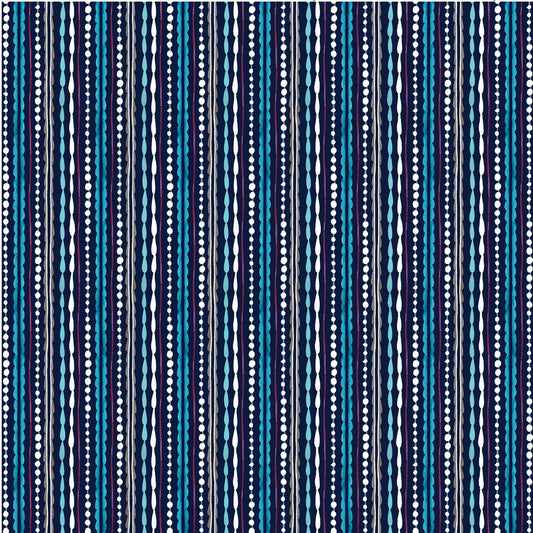 Fanciful Sea Life Jellyfish Stripe Navy DCX9960-NAVY Cotton Woven Fabric