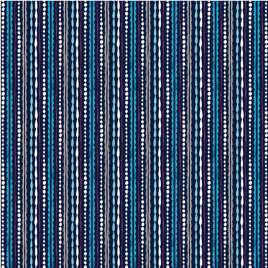 Fanciful Sea Life Jellyfish Stripe Navy DCX9960-NAVY Cotton Woven Fabric