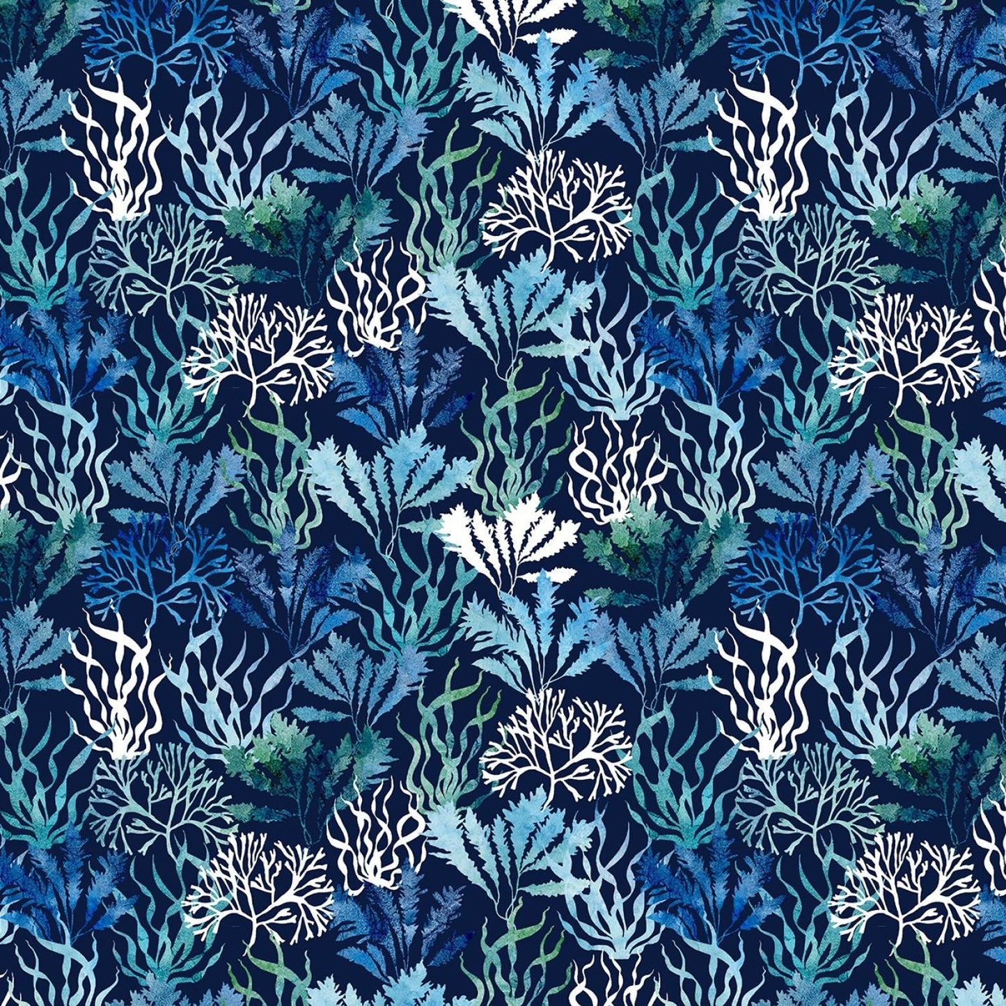 Fanciful Sea Life Seaweed Navy DCX9957-NAVY Cotton Woven Fabric