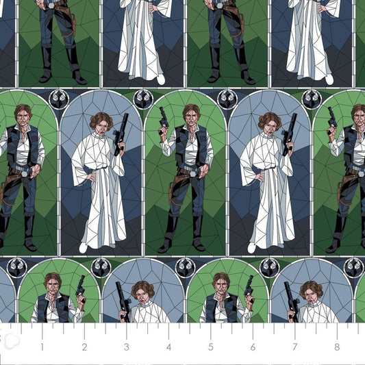 Licensed Star Wars Stained Glass Han & Leia 73011248-01 Cotton Woven Fabric