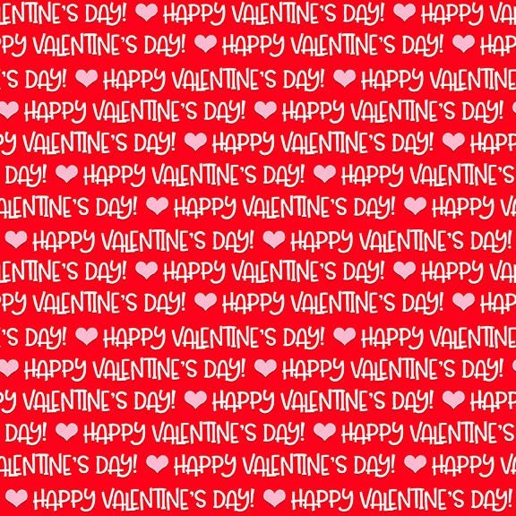 Gnomie Love by Shelly Comisky Happy Valentines Day Words Red 9784-88 Cotton Woven Fabric