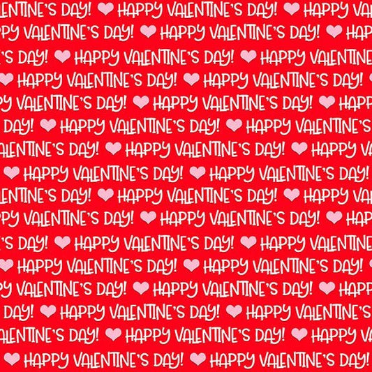 Gnomie Love by Shelly Comisky Happy Valentines Day Words Red 9784-88 Cotton Woven Fabric