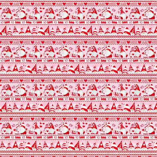 Gnomie Love by Shelly Comisky Stripe Gnomes Pink/Red 9789-28 Cotton Woven Fabric