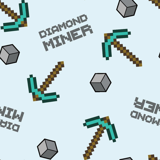 Licensed Minecraft Diamond Miner 75984A620715 Cotton Woven Fabric