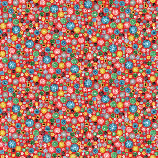 A Stitch in Time Buttons Water CX10222-WATE Cotton Woven Fabric