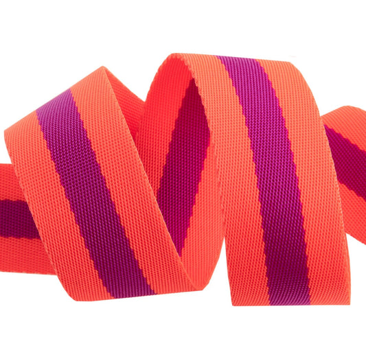Tula Pink Nylon Webbing Watermelon & Plum 1.5" TK 90/38mm col 01 Priced per yard