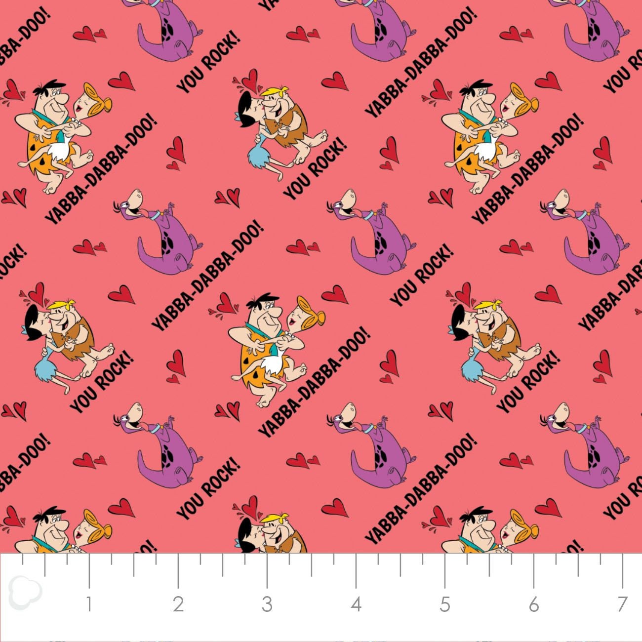 Licensed Character Valentine's Day Flintstones Pun Love Red 24060210-03 Cotton Woven Fabric