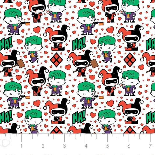 Licensed Character Valentine's Day Harley Quinn & Joker White 23421480-1 Cotton Woven Fabric