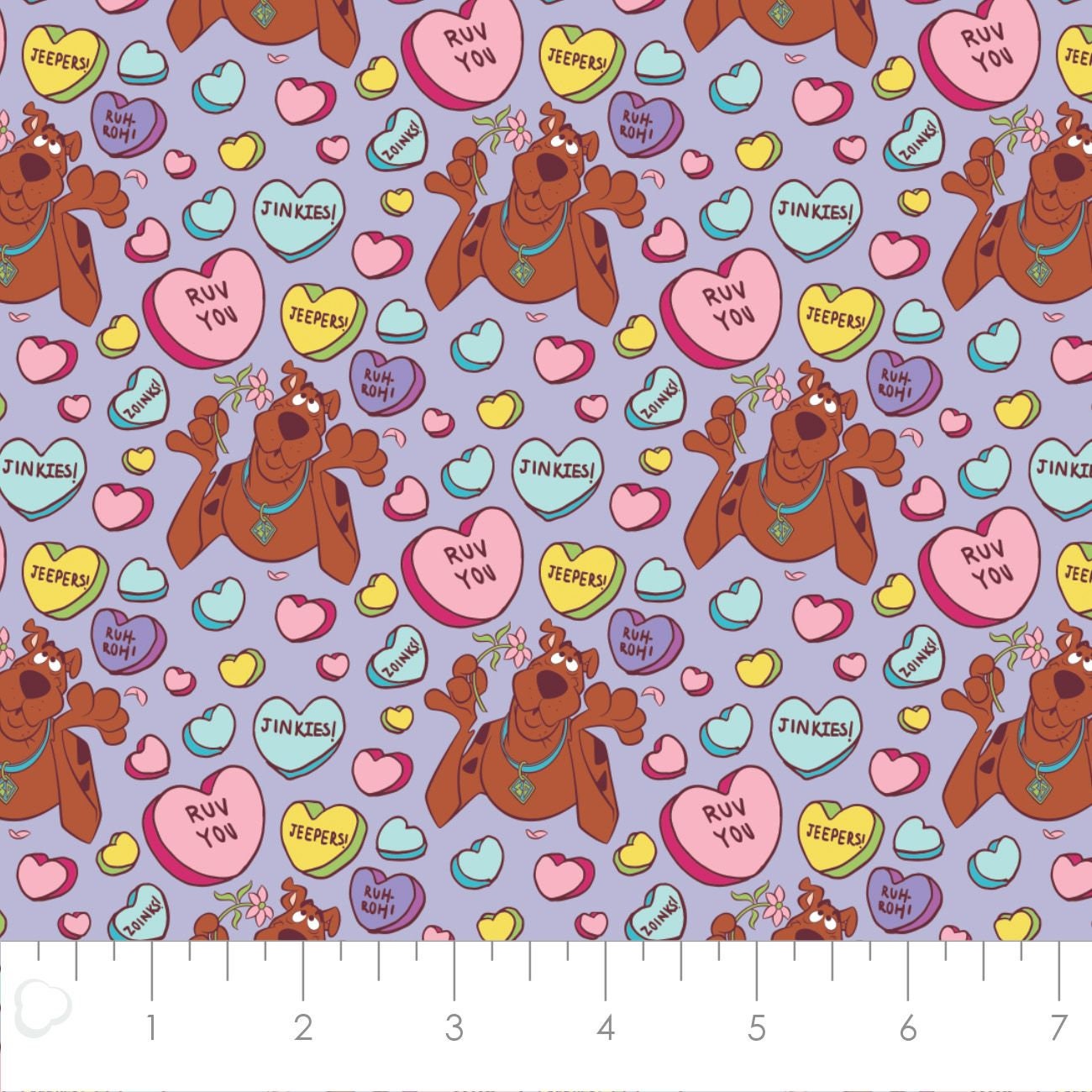 Licensed Character Valentine's Day Scooby Doo Ruv You Light Purple 23700324-3 Cotton Woven Fabric