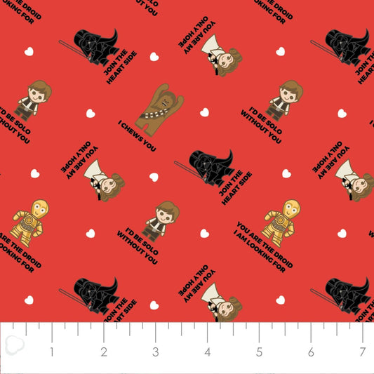 Licensed Character Valentine's Day Star Wars Character Valentine Greeting Red 73010396-07 Cotton Woven Fabric