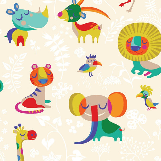 Sleepy Time by Helen Dardik Jungle Animal Cream Y3342-57 Cotton Woven Fabric