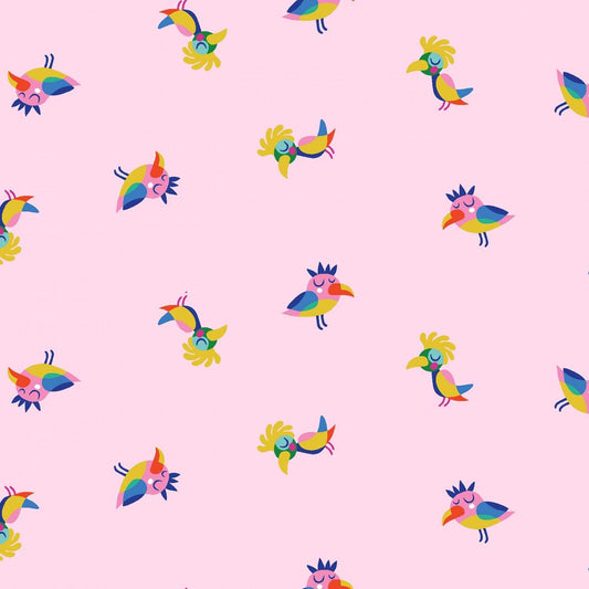 Sleepy Time by Helen Dardik Birds Pink Y3344-41 Cotton Woven Fabric