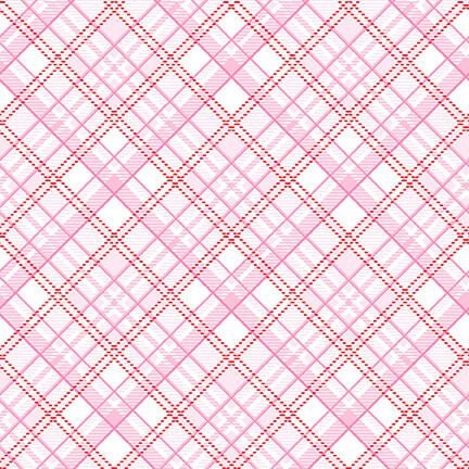 Gnomie Love by Shelly Comisky Bias Plaid Pink 9786-22 Cotton Woven Fabric