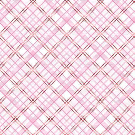 Gnomie Love by Shelly Comisky Bias Plaid Pink 9786-22 Cotton Woven Fabric