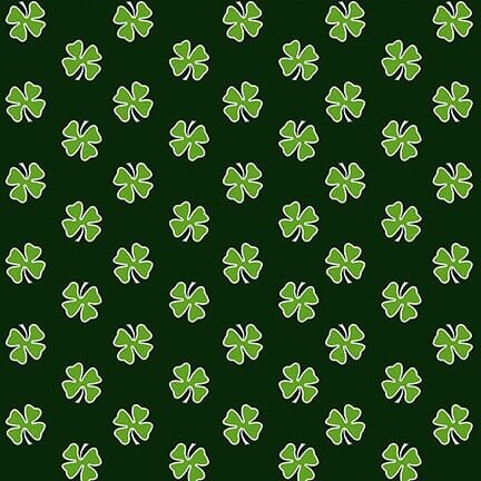 Hello Lucky by Andrea Tachiera Four Leaf Clover Black/Green 9735-69 Cotton Woven Fabric