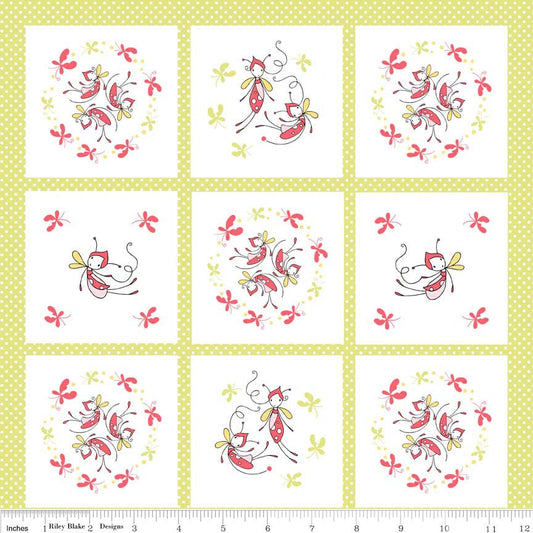 Butterfly Dance 35" Panel Green Cotton Woven Panel