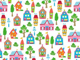 Simply Sweet Little Houses Cotton Woven Fabric