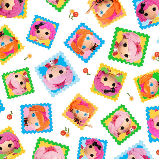 Lalaloopsy Characters on White Cotton Woven Fabric