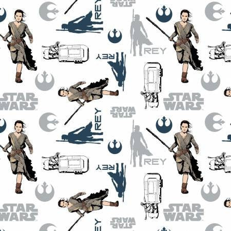 Licensed Star Wars The Force Awakens White Cotton Woven Fabric