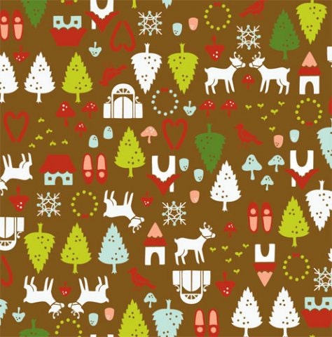 North Pole Ditzy Chocolate 7939a Christmas Cotton Woven Fabric