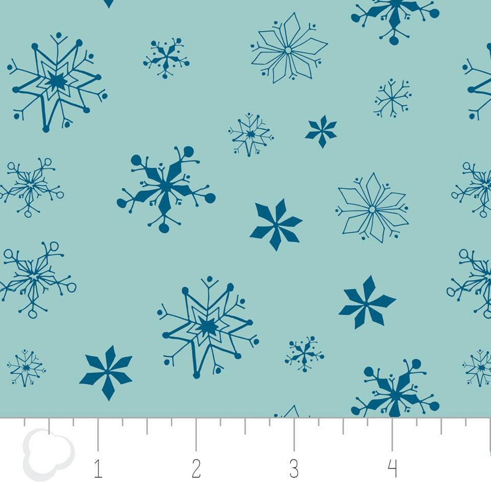 Winter Wonderland by Heather Rosas Snowflakes on Rainwater Blue Cotton Woven Fabric