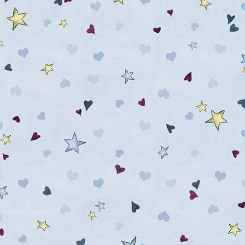 Santoro's Gorjuss Rainbow Dream Tiny Stars and Hearts Light Dusty Blue Cotton Woven Fabric