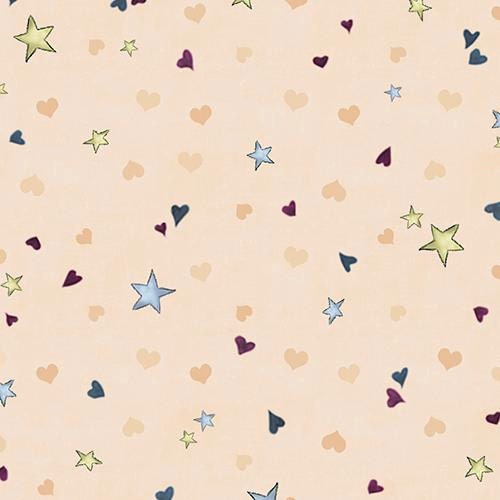Santoro's Gorjuss Rainbow Dream Tiny Stars and Hearts Ecru Cotton Woven Fabric 24204-E