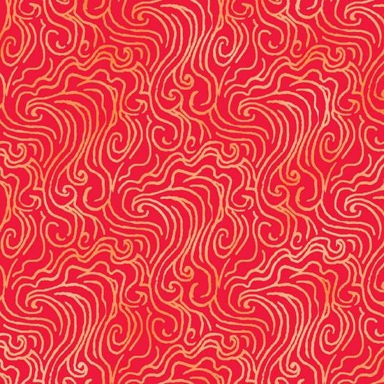 The Painted Ponies Red Swirl Geo Pony Cotton Woven Fabric