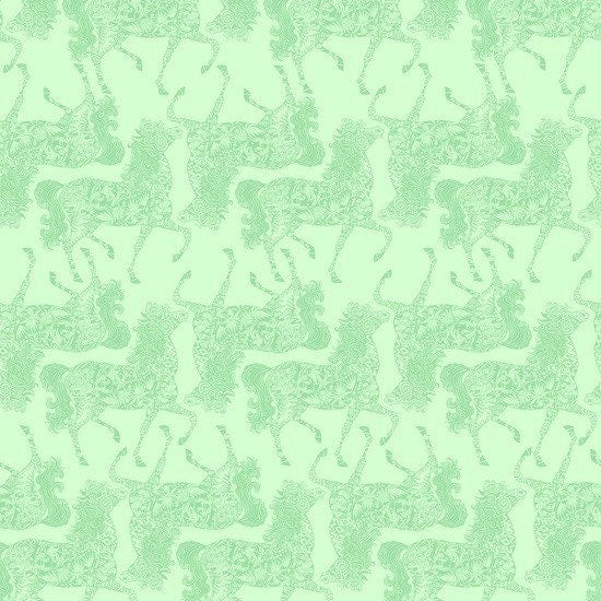 The Painted Ponies Green Pony Taile Cotton Woven Fabric