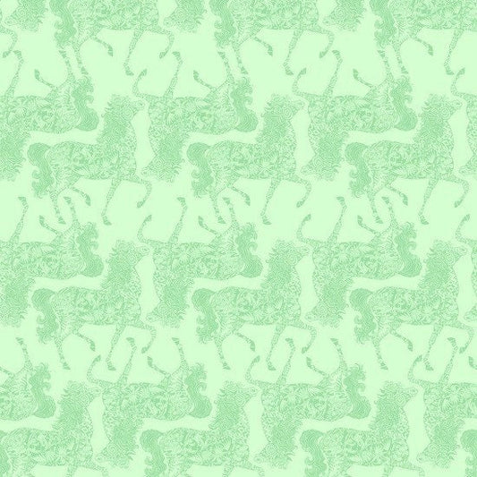 The Painted Ponies Green Pony Taile Cotton Woven Fabric