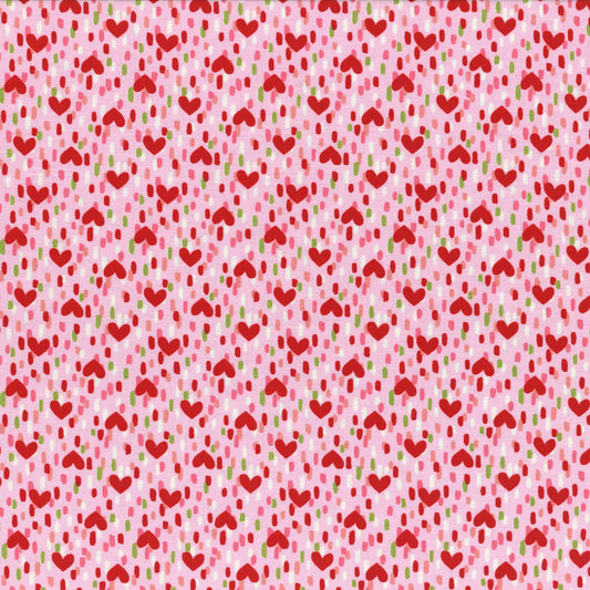 Radiant Girl by Koko Seki Pink Hearts Geo Cotton Woven