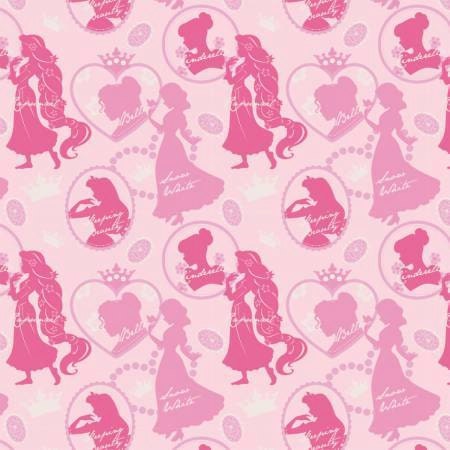 Licensed Disney Princess  Silhouette Cotton Candy Cotton Woven Fabric