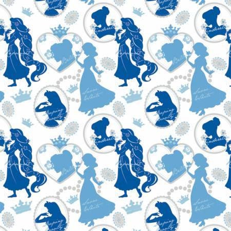 Licensed Disney Princess Blue Cameos Cotton Woven Fabric