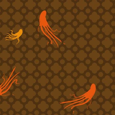 Mendocino by Heather Ross Brown Large Octopus 40939-2 Cotton Woven Fabric