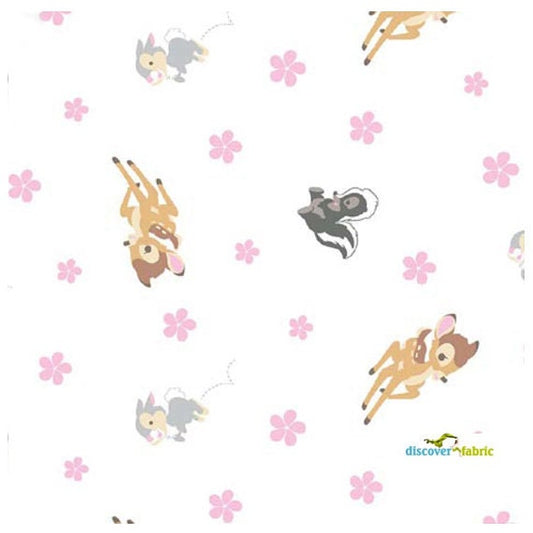 Licensed Disney Bambi and friends on White Woodland Dreams Toss 124655-14245 Cotton Woven Fabric