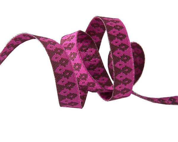 Tula Pink Chipper Wanderer Burgundy on Pink 1/2" Wide Woven Ribbon Priced per yard