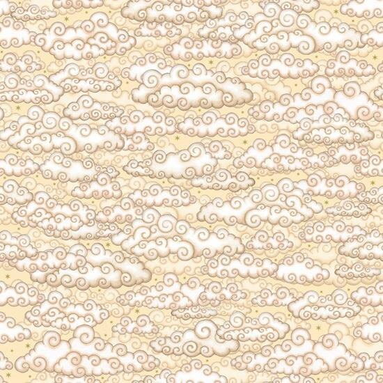 Celestial Sol Cream Clouds Cotton Woven Fabric