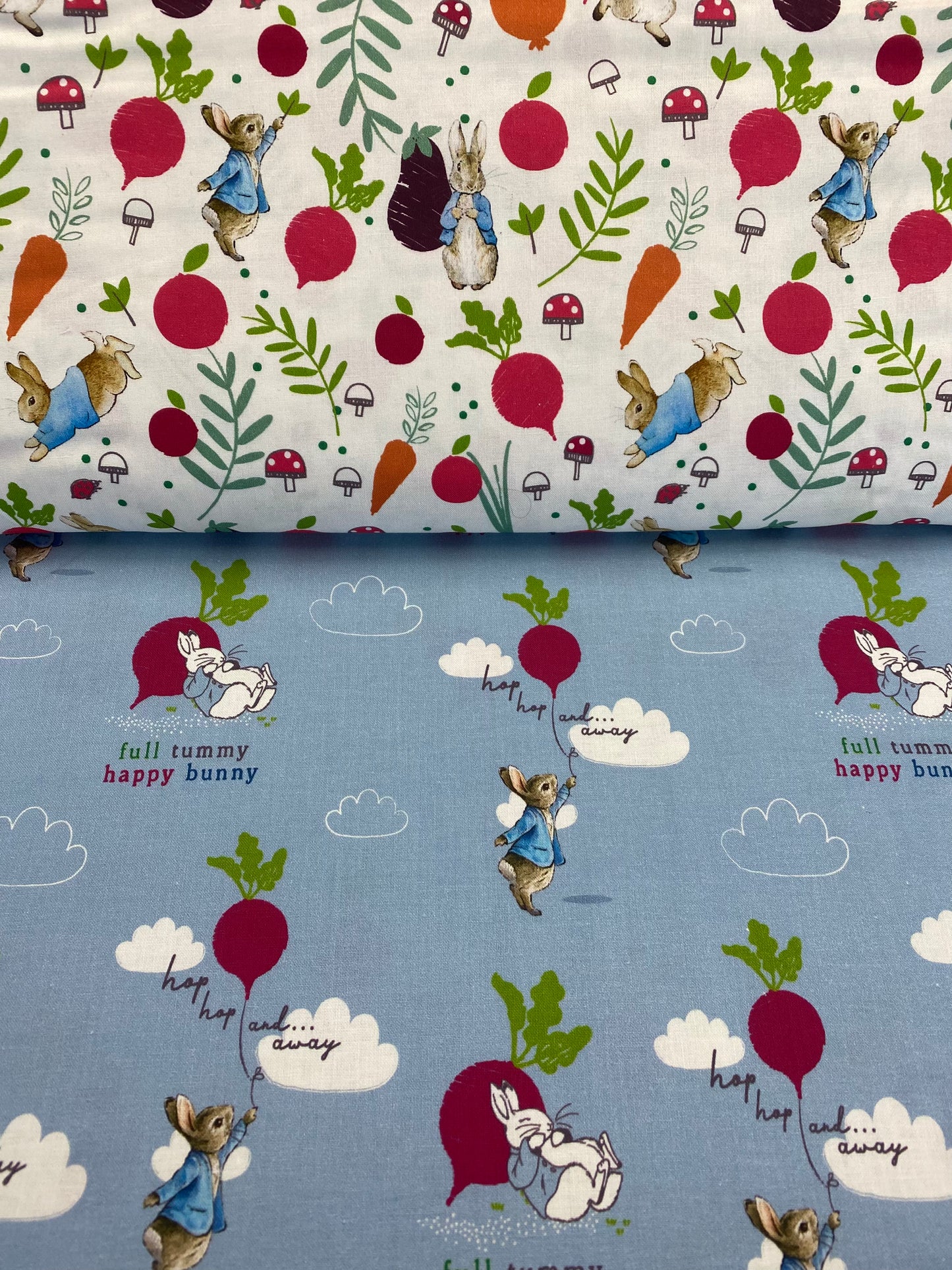 Peter Rabbit Homegrown Happiness by Beatriz Potter In The Veg Garden Digitally Printed 2870C-01 Cotton Woven Fabric