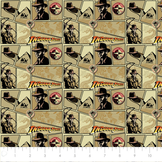 Licensed Indiana Jones Indiana Frames Cream    74740107-01 Cotton Woven Fabric