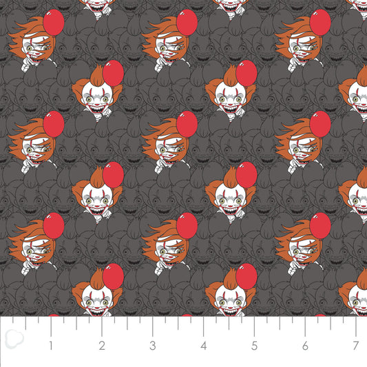Licensed Character Halloween III IT Pennywise PeekaBoo Grey 23300112-03 Cotton Woven Fabric