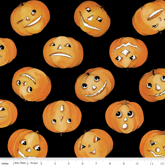 Pumpkin Patch by J. Wecker Frisch Jacks Tossed Black    C14580-BLACK Cotton Woven Fabric