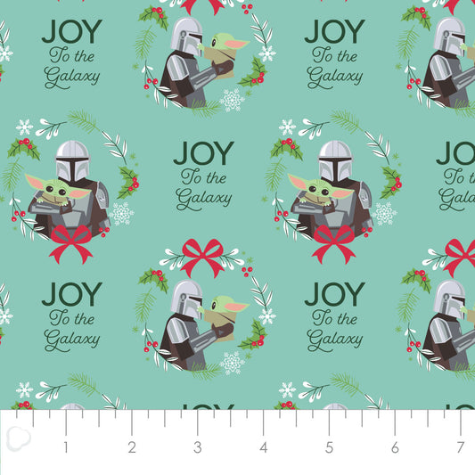 Licensed Character Winter Holiday III Joy to the Galaxy Aqua    73800373-02 Cotton Woven Fabric