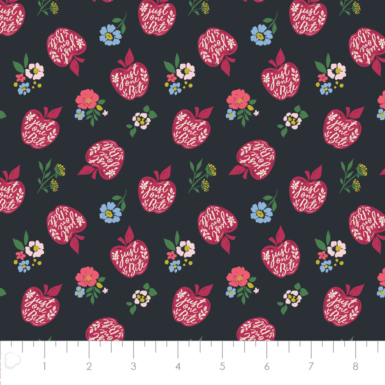 Licensed Snow White and the Seven Dwarfs Just One Bite Charcoal   85102005-01 Cotton Woven Fabric