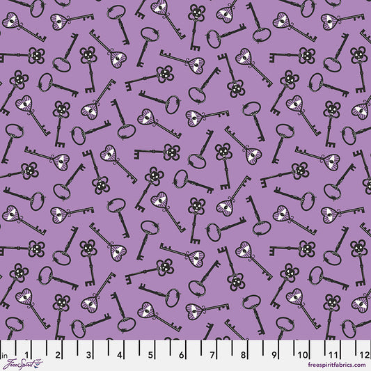 Spellbound by Maude Asbury Keys of Mystery Purple (Glow)    PWMA035.XPURPLE Cotton Woven Fabric